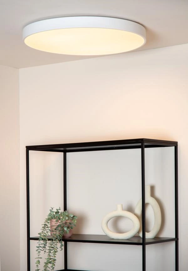 Lucide UNAR - Flush ceiling light - Ø 60 cm - LED Dim. - 1x60W 2700K - 3 StepDim - White - ambiance 1